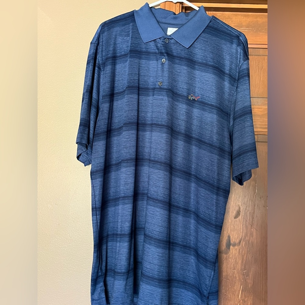 Men’s XL tall blue striped Golf Polo by Greg Norman